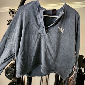 Urban Outfitters 'Oakland' Lightning Cropped Oversized Henley Tee Size Large